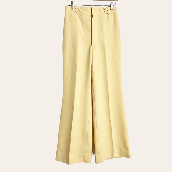 70’s Vintage Wide Leg Woven Waist High Waisted Trouser Pants Size 2 - Picture 1 of 4